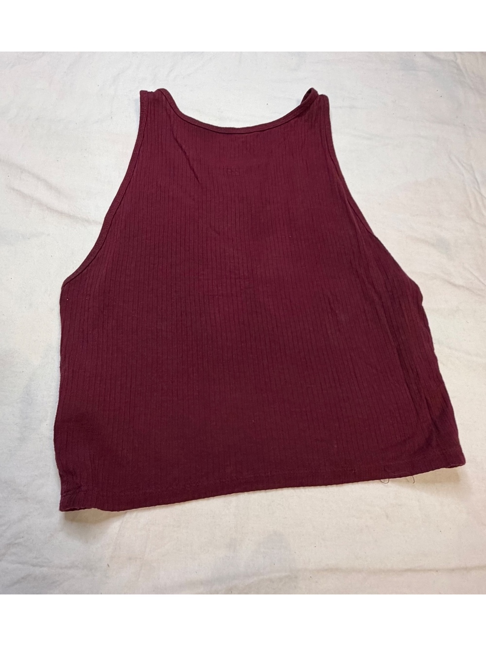 AE Soft and Sexy Maroon High Neck Ribbed Cropped Tank XS - Picture 6 of 6